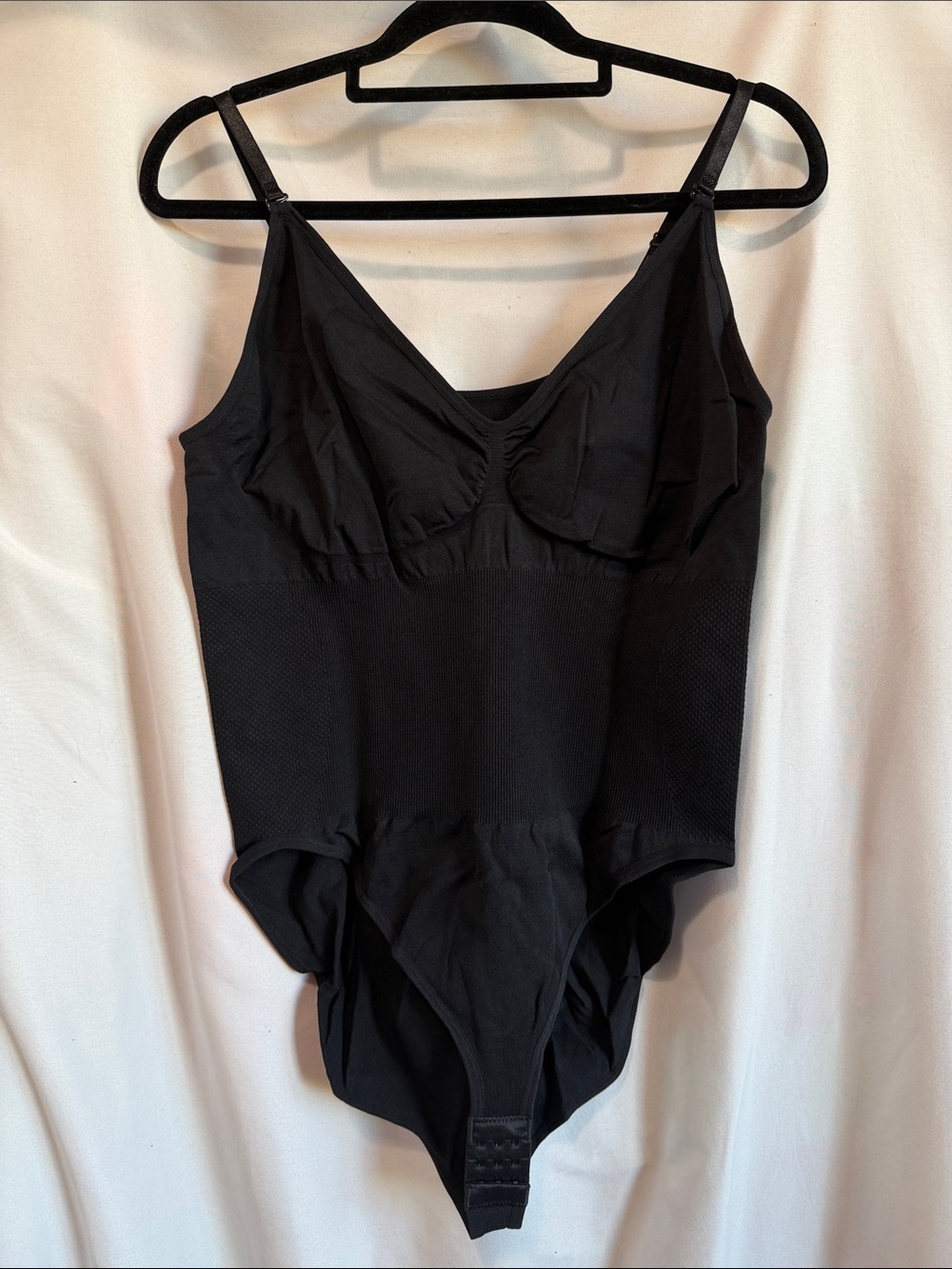 Black Seamless Shaping Bodysuit with Adjustable Straps